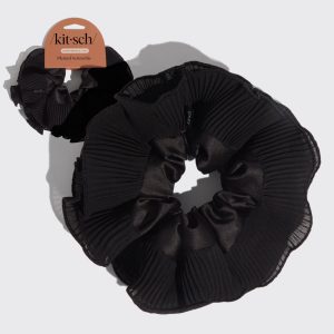Black Pleated Scrunchie